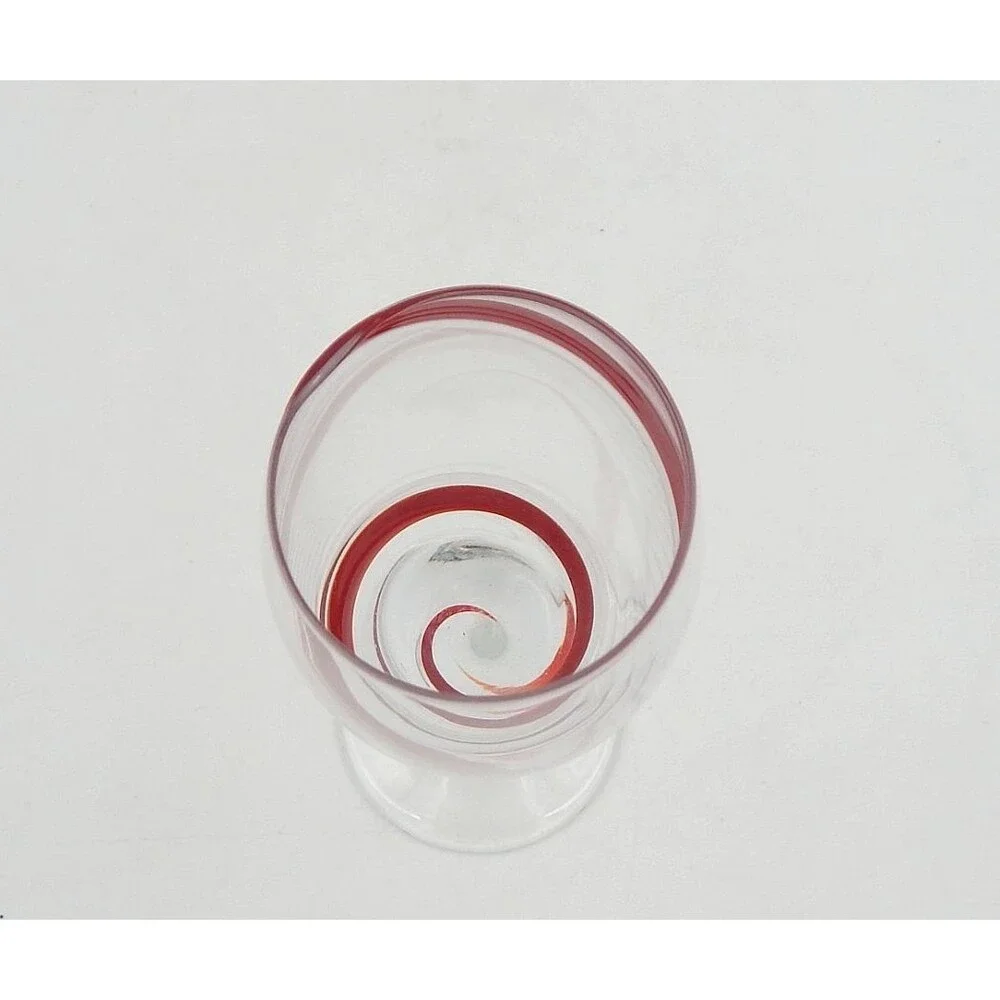 Pier 1 Imports Red Swirl Swirline Champagne Flute Glass 10 Inch Tall Hand Blown
